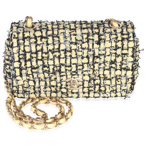 Chanel 22P Black Yellow Tweed Mini Rectangular Flap Bag